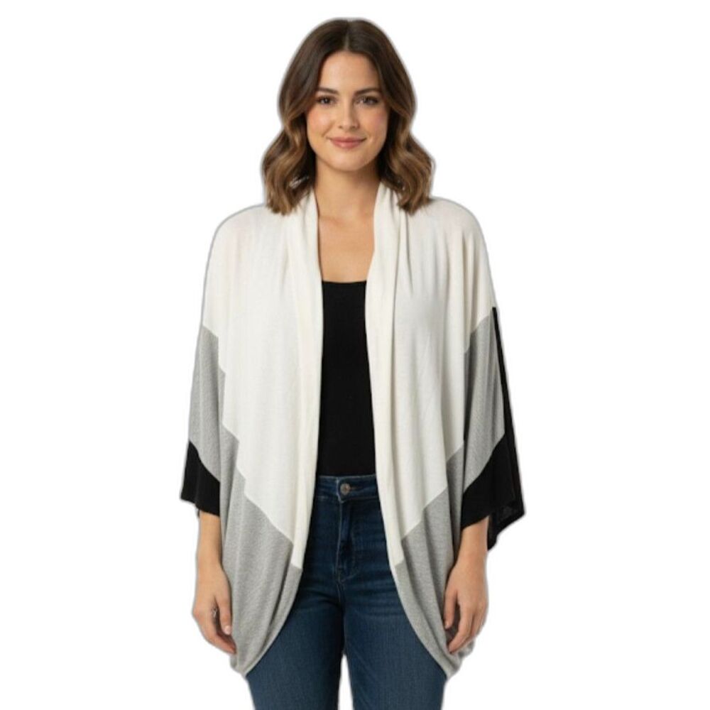 Renee C. Colorblock Striped Cocoon Jersey Knit Cardigan Size S/M